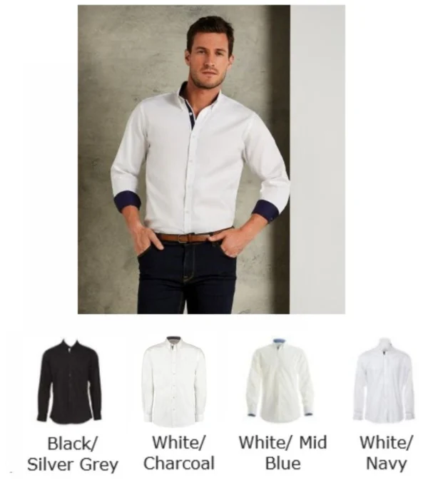 Kustom Kit KK190 L/S Contrast Premium Oxford Shirt